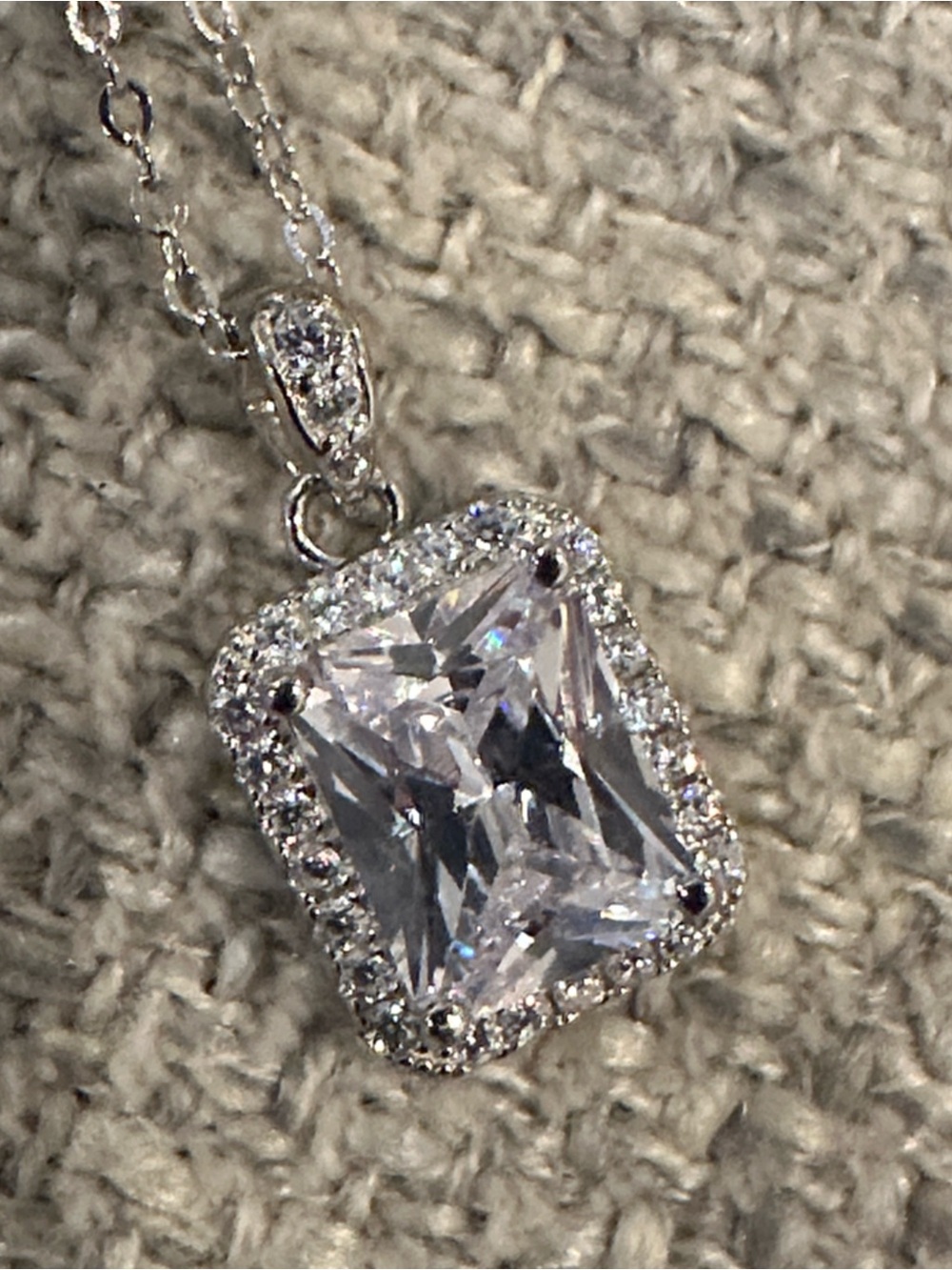 Silver Halo Clear Crystal Pendant Necklace - Women Jewelry